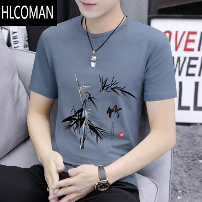 HLCOMAN夏季男士短袖t恤潮流男生上衣服2025新款半袖体恤男装打底衫