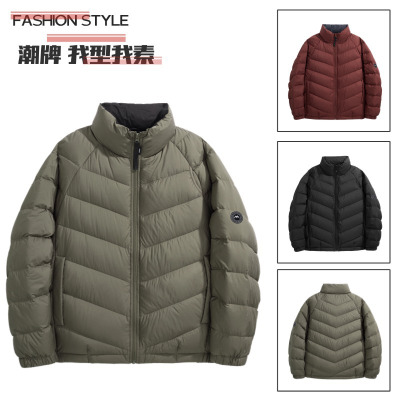 男装秋冬季新款羽绒服男士立领休闲潮流保暖男女同款纯色百搭外套