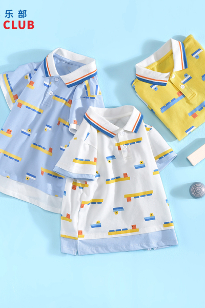 [1件3折]铅笔俱乐部童装2025夏装新款男童T恤儿童polo领上衣男孩宝宝短袖