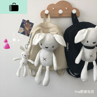 ins风可爱帆布双肩包女学生背包韩版百搭少女心书包原宿ulzzangNEW LAKE女士单肩包