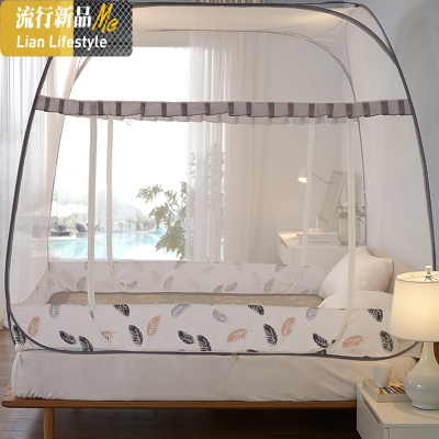 2020新款蚊帐免安装1.8m2.2米双人1.5蒙古包防摔三开加密加厚高 三维工匠