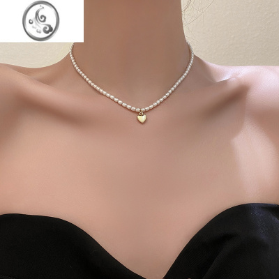 JiMi法式小米粒珍珠项链轻奢小众2023新款锁骨链女高级感爱心颈链