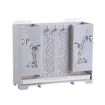 筷子置物架收纳盒沥水筷子篓筷子笼家用挂式筷子筒筷子架托 敬平 灰色带刀架款筷笼