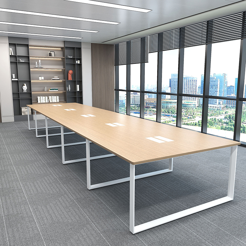 臻远ZY-D557-08简约会议桌洽谈桌接待室会议室长条桌五角管台架6000*1500