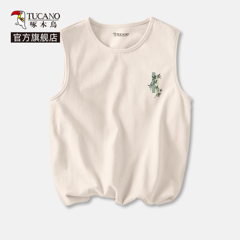 啄木鸟男士背心夏季2025新款国潮纯棉无袖t恤男健身运动透气坎袖Y