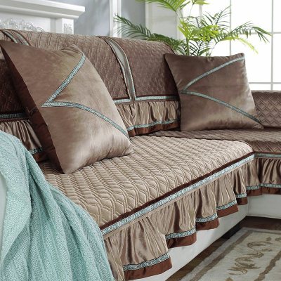 家柏饰(CORATED)毛绒沙发垫四季通用皮沙发防滑坐垫子简约现代时尚沙发套罩 暖熙-浅咖 90*40cm扶手巾