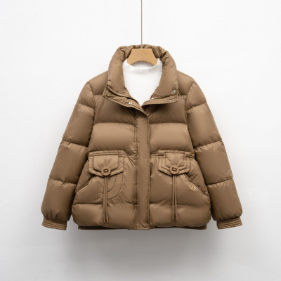 平湖短款羽绒服冬季女面包服新款小个子保暖白鸭绒加厚立领外套