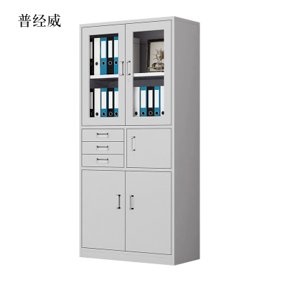 普经威钢制文件柜档案柜财务凭证柜带锁储物柜铁皮柜书柜偏三内保文件柜