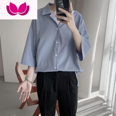 七斓禁欲系衬衫男痞帅垂感很仙的上衣慵懒冷淡风设计感小众七分袖外套