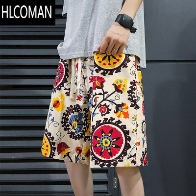 HLCOMAN花短裤男夏季沙滩裤情侣速干大裤衩潮牌宽松居家睡裤休闲五分裤子