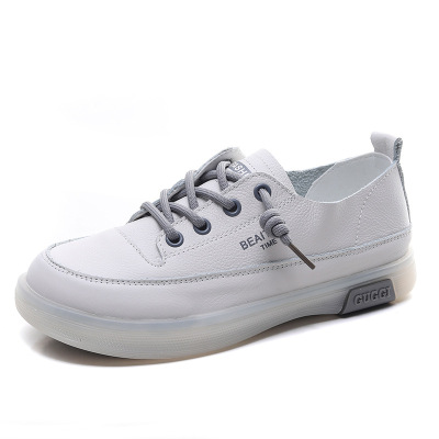 头层牛皮牛筋软底单鞋春夏新款真皮平底板鞋女舒适柔软小白鞋