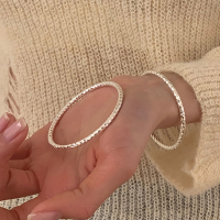 车花纯银手镯女高级感少女款简约日常百搭送闺蜜礼物开口镯子送女朋友老婆情人节七夕生日礼物