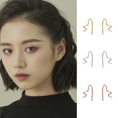 925简约几何纯银耳钉女耳环ins风耳饰小众设计楼梯造型韩国送女朋友老婆情人节七夕生日礼物