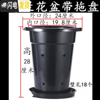 三维工匠塑料加厚加高兰盆带壁孔和不带壁孔款式花盆底自带沥水罩 1号24K兰花盆[10寸]带拖盘 10个[同号]花盆容器