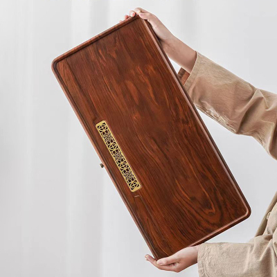 MULTIPOTENT茶盘茶托实木办公家用排水式茶台竹木一品黄茶盘70*33cm