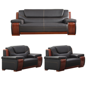 易企采 单+单+三人位皮扶手办公沙发中式商务会客接待皮艺沙发办公室沙发组合洽谈会客沙发