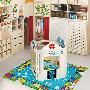 华森葳儿童家具套装百搭厨房-碗盘灶台雅典花园实木布偶台挪葳森林多功能扮演台花园系统上棚柜花朵花园系统单层双格柜 儿童家具套装