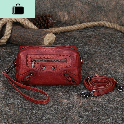 复古头层牛皮手拿包女士百搭小方手挽包斜挎包小包包NEW LAKE女手包