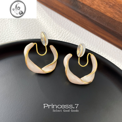 JiMi冷淡风莫比乌斯耳环无耳洞女高级感气质蚊香盘耳夹小众不规则耳饰