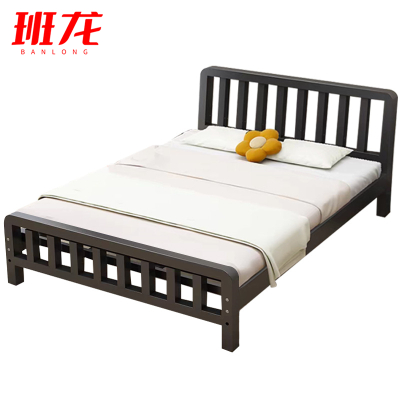 班龙双人床1.5*2.0m+床垫黑色套