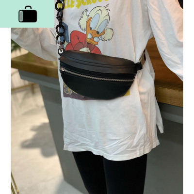 马鞍包包女2020新款软皮学生胸包ins百搭腰包时尚多用单肩斜挎包NEW LAKE 黑色女斜挎包