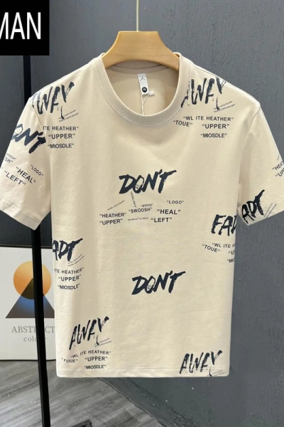 HLCOMAN时尚满印花设计感短袖t恤男夏装大码宽松网红潮牌百搭半袖上衣服