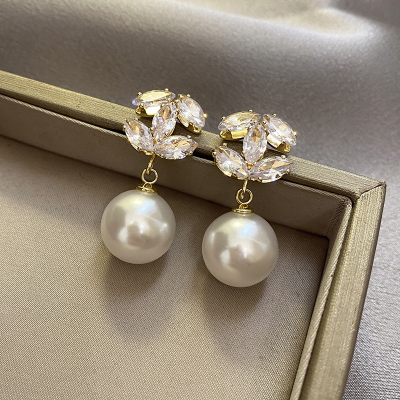 锆石珍珠耳环女法式轻奢小众耳钉高级感2023新款银针时尚耳饰送女朋友老婆情人节七夕生日礼物