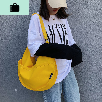 2020新款慵懒ins韩版百搭大容量帆布斜跨包女简约森系复古单肩包NEW LAKE女士单肩包