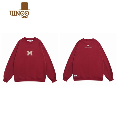 YANXUFXCC简约M字母刺绣情侣圆领套头卫衣男女薄款宽松美式外套潮