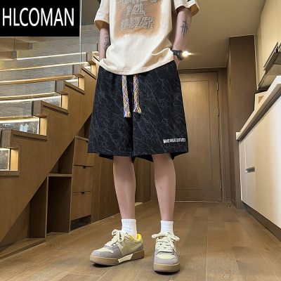 HLCOMAN短裤男夏季2025新款美式潮牌休闲五分裤新中式运动潮流宽松沙滩裤