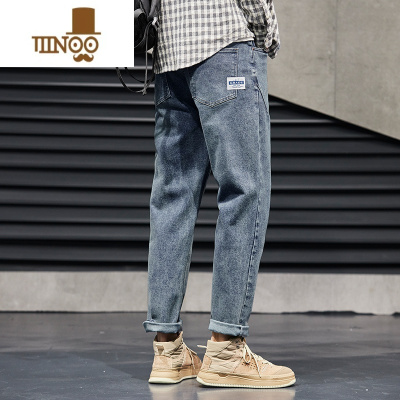 YANXU复古高街裤子男士牛仔裤2022新款男直筒宽松休闲男裤款小脚裤