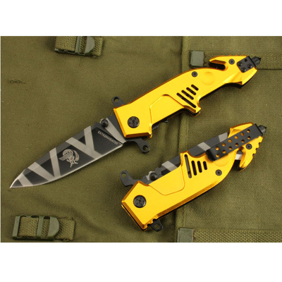 多功能户外刀具野营露营 弹簧求生折刀折叠刀水果小刀 探险刀救生刀 收藏礼品刀 战术破窗刀 割绳器