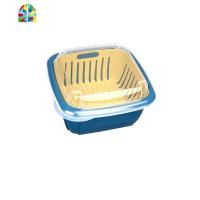 厨房双层洗菜盆镂空水果盆洗水果家用水果篮创意塑料洗菜篮 FENGHOU 深蓝