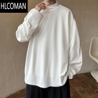 HLCOMAN卫衣男装大码德绒打底衫款半高领内搭长袖t恤oversize上衣男