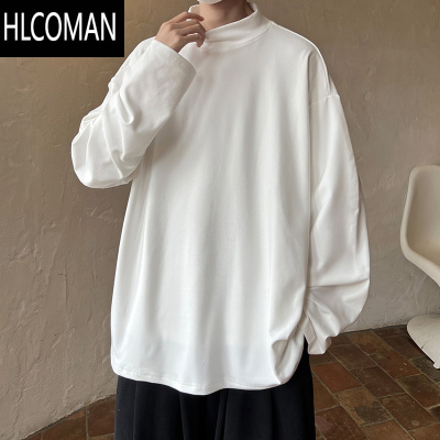 HLCOMAN卫衣男装大码德绒打底衫款半高领内搭长袖t恤oversize上衣男