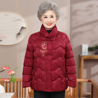 时尚女老年人棉衣40-50岁中老年妈妈装棉服女短款奶奶装棉袄刺绣