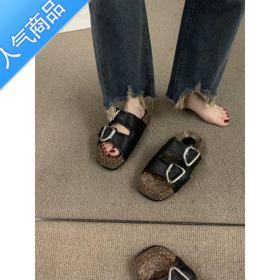 SUNTEK拖鞋女外穿高级感银色厚底增高凉鞋仙女2023年新款夏季晚晚鞋凉拖