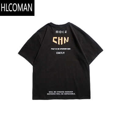 HLCOMAN宽松体恤男印花圆领潮牌ins短袖T恤男生韩版潮流半袖男潮