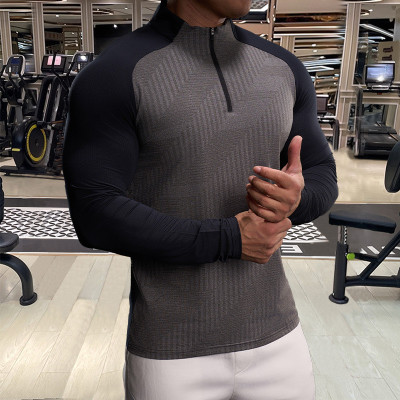 2025年拼色春秋季男款修身户外运动健身骑行休闲服透气速干骑行服