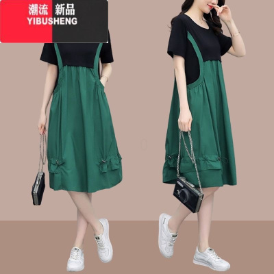 YIBUSHENG胖MM大码女装宽松连衣裙女2024年季新款韩版洋气减龄中长裙子潮
