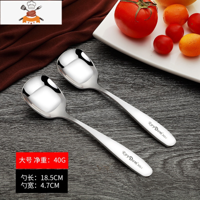 304不锈钢勺子家用长柄宝宝儿童吃饭汤勺调羹汤匙网红喝汤小勺子 敬平 大号/2个装