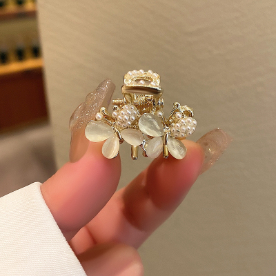 小众设计高级感小号抓夹女猫眼石水钻珍珠后脑勺半扎发夹网红头饰送女朋友老婆情人节七夕生日礼物