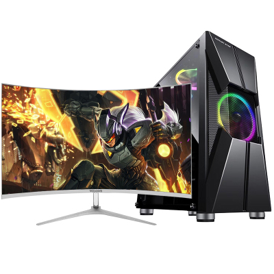  铭能 11代i5六核/GTX1650独显/16G内存/512G固态 台式机 台式电脑 组装机 组装电脑 家用办公电脑主机 商务娱乐电脑台式 学生网课 吃鸡3D游戏电脑+32英寸曲面