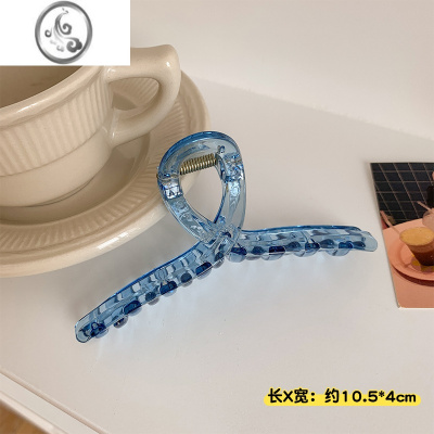 JiMi蓝色抓夹慵懒风ins小众鲨鱼夹透明洗澡夹子头饰发夹女夏后脑勺