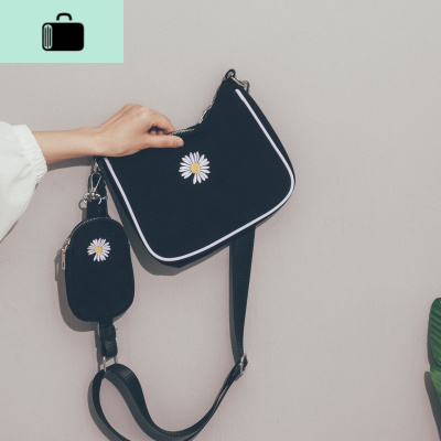 夏天小包包女2020新款潮文艺复古少女斜挎包校园单肩三合一腋下包NEW LAKE 黑色女士单肩包