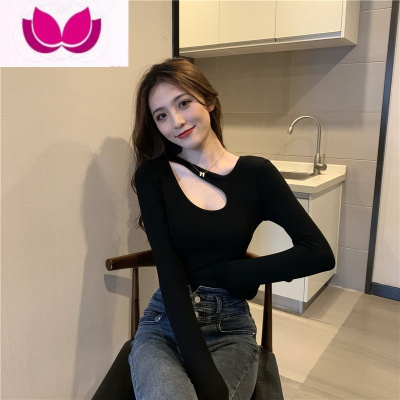 七斓打底衫内搭长袖T恤女2021新款性感紧身镂空洋气心机早秋别致上衣