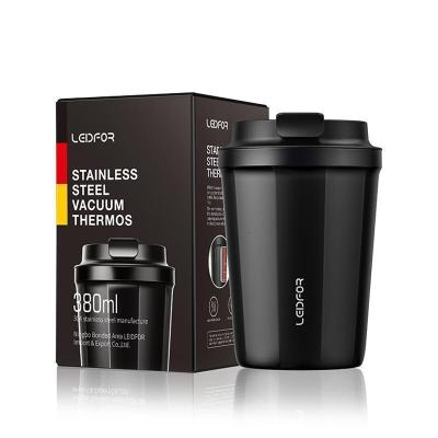 家柏饰(CORATED)保温咖啡杯 马克杯茶杯带盖旅行便携式随手杯子外出保温杯500ml 雅黑色380ml