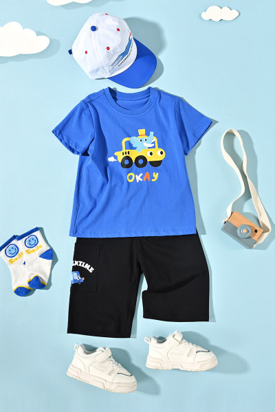 [1件3折]铅笔俱乐部童装2025夏装新款男小童短裤宝宝针织中裤儿童五分裤子