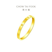 周大福ING系列素圈圆点足金黄金戒指女送生日礼物(工费:280计价)F227195