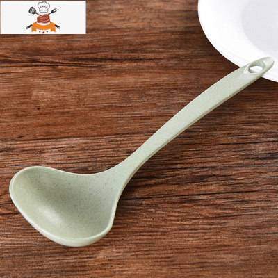 巧居家小麦秸秆汤勺家用长柄盛粥勺厨房厨具塑料加厚大号稀饭勺子 敬平 北欧绿色 收藏加购优先发货